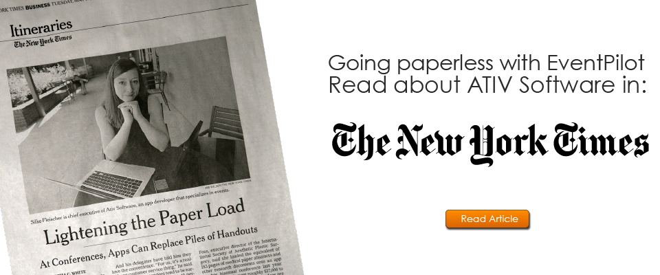 New York Times article on ATIV Software EventPilot conference app for paperless events