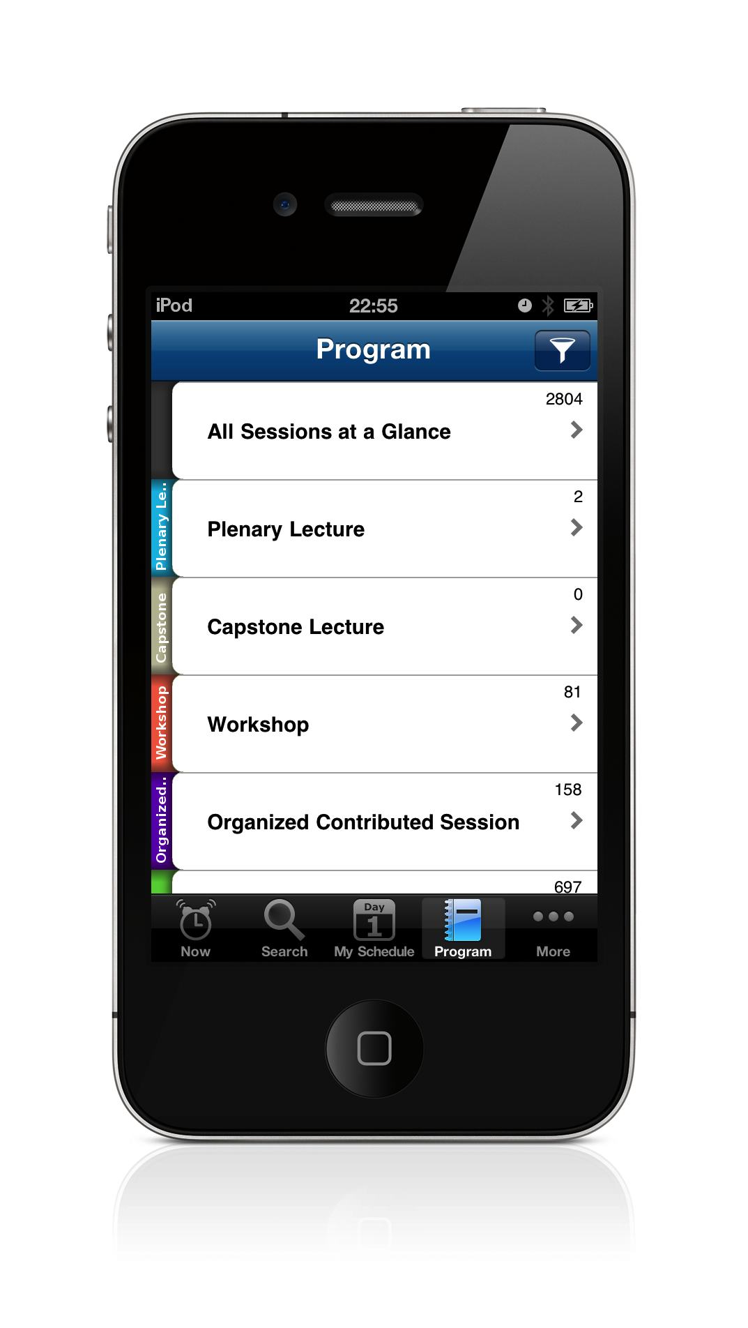 EventPilot Conference App on iPhone - Event Program Categories - Event ...