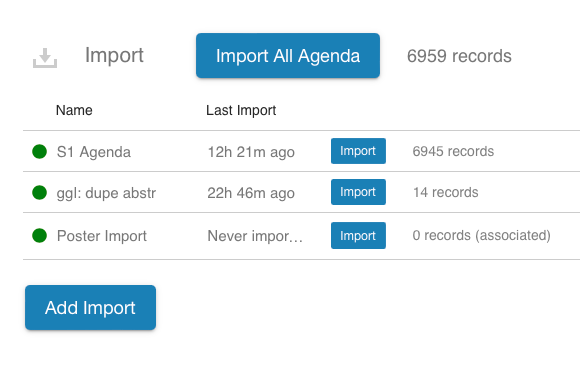 Multiple event industry vendor data imports