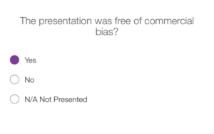 Session evaluation survey for CE CME Credit claim in EventPilot Conference App